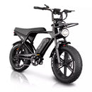 OUXI V8 Pro Preto (Aro 20) - Potente, Estilo Retrô e Assento Duplo Confortável